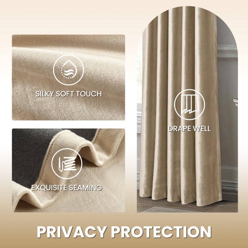 Dreaming Casa Darkening Velvet Curtains for Living Room Thermal Insulated Rod Pocket Back Tab Window Curtain for Bedroom 2 Panels 52" W x 108" L - Image 4